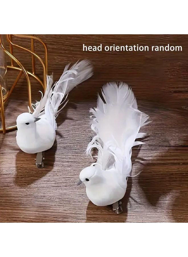 White Dove Bird Figurine Statue 4pcs Home Decor Outdoor Garden Photography Prop - Image 2
